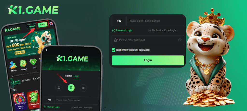 Log in to K1 Game using your phone number